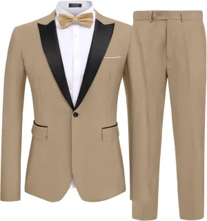 COOFANDY Men's 2 Piece Suit Casual Slim Fit Suits One Button Blazer Jacket Pants for Wedding Prom