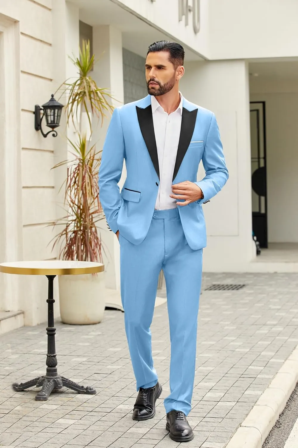 COOFANDY Men's 2 Piece Suit Casual Slim Fit Suits One Button Blazer Jacket Pants for Wedding Prom