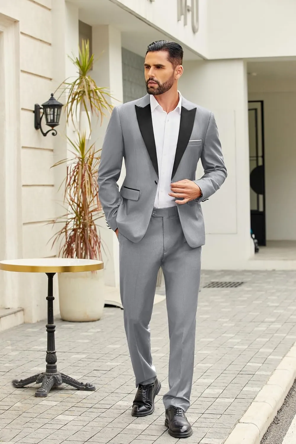 COOFANDY Men's 2 Piece Suit Casual Slim Fit Suits One Button Blazer Jacket Pants for Wedding Prom