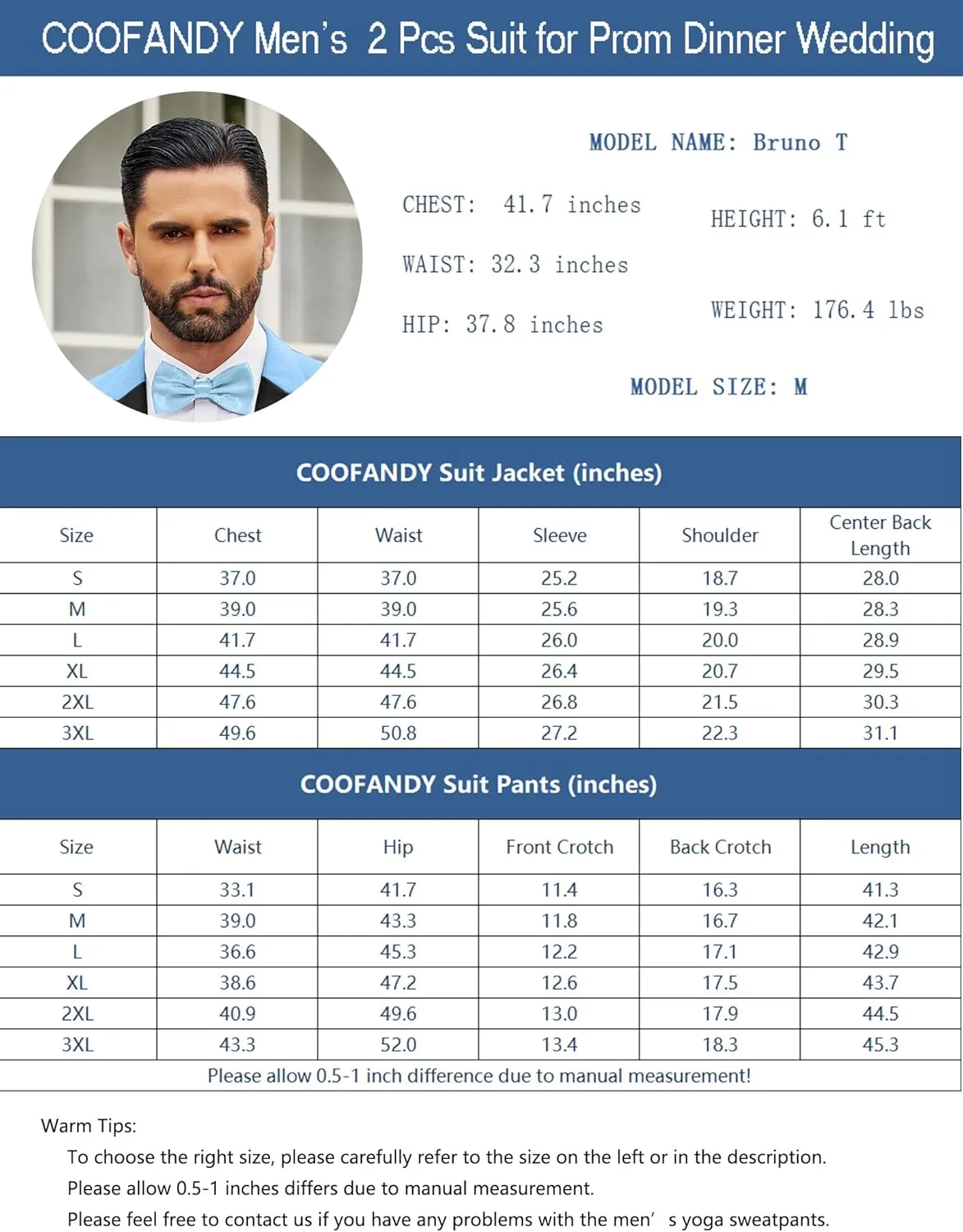 COOFANDY Men's 2 Piece Suit Casual Slim Fit Suits One Button Blazer Jacket Pants for Wedding Prom
