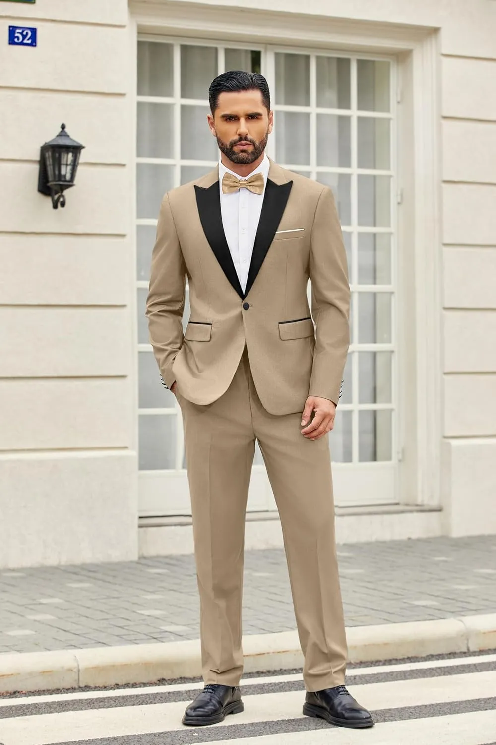 COOFANDY Men's 2 Piece Suit Casual Slim Fit Suits One Button Blazer Jacket Pants for Wedding Prom