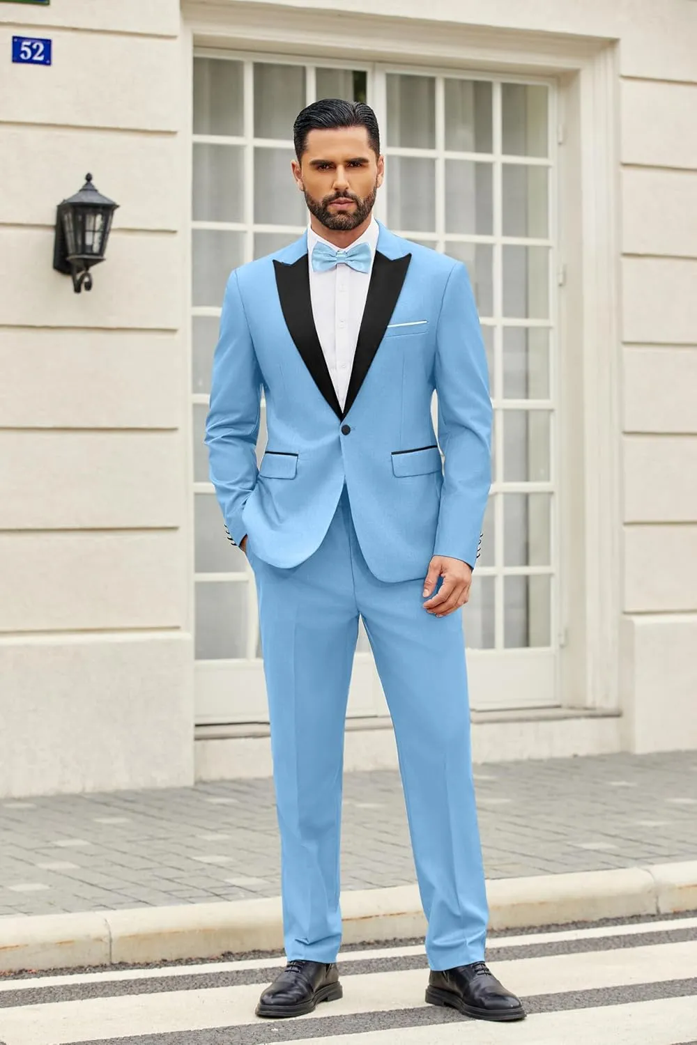 COOFANDY Men's 2 Piece Suit Casual Slim Fit Suits One Button Blazer Jacket Pants for Wedding Prom