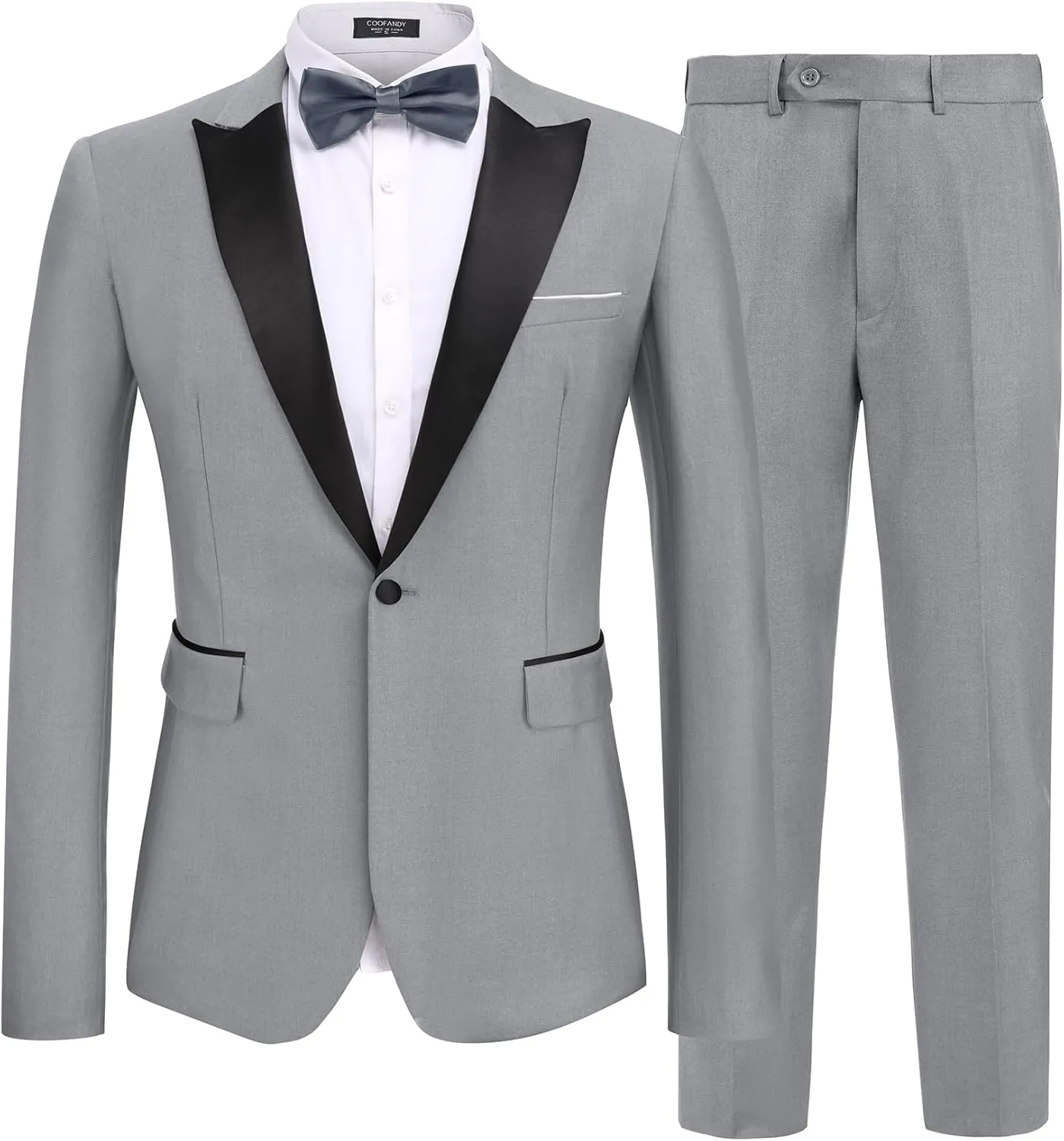 COOFANDY Men's 2 Piece Suit Casual Slim Fit Suits One Button Blazer Jacket Pants for Wedding Prom