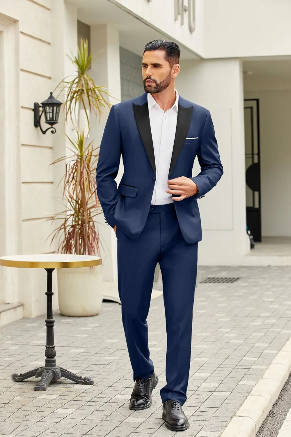 COOFANDY Men's 2 Piece Suit Casual Slim Fit Suits One Button Blazer Jacket Pants for Wedding Prom