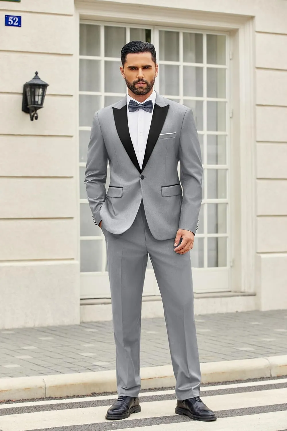 COOFANDY Men's 2 Piece Suit Casual Slim Fit Suits One Button Blazer Jacket Pants for Wedding Prom