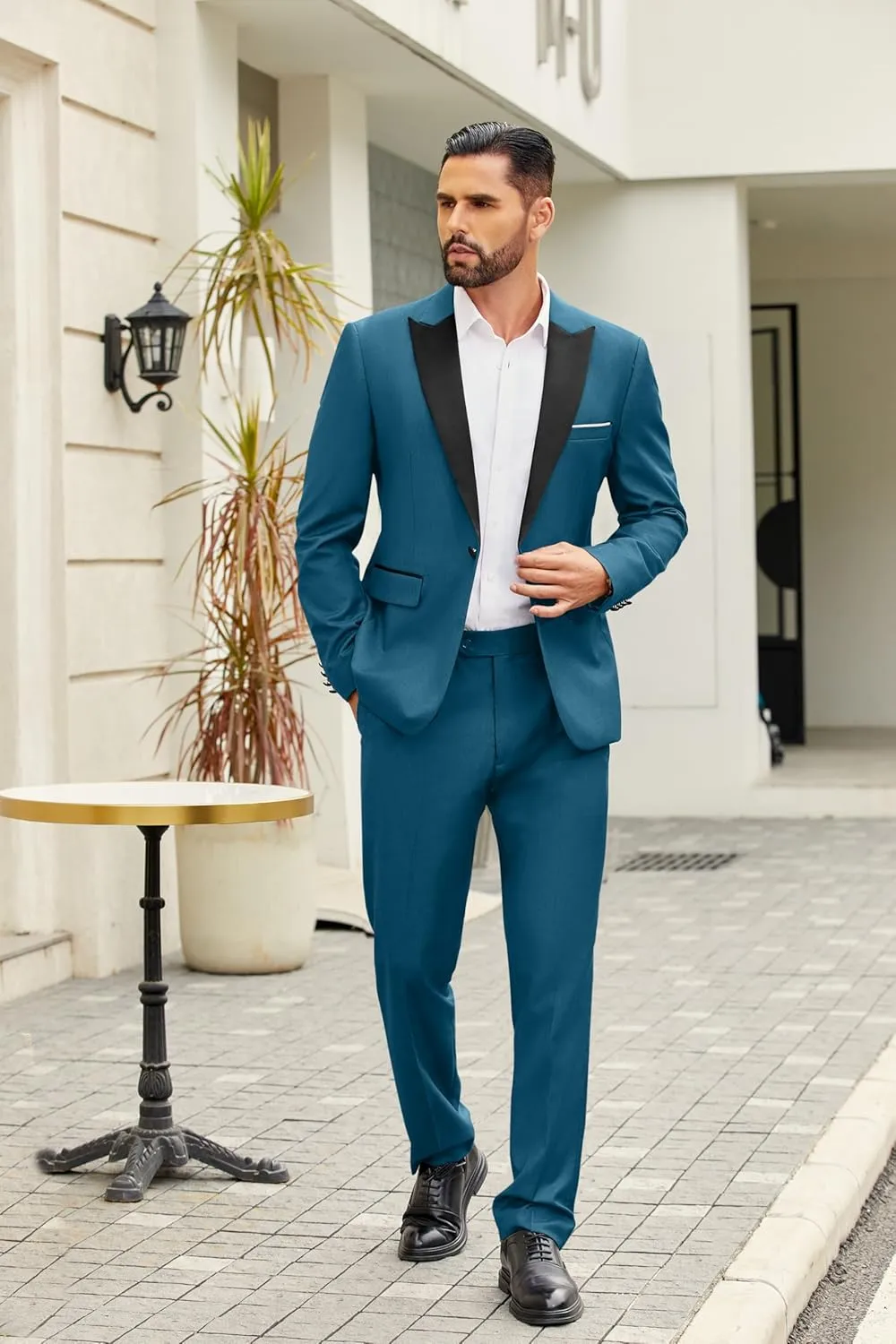 COOFANDY Men's 2 Piece Suit Casual Slim Fit Suits One Button Blazer Jacket Pants for Wedding Prom