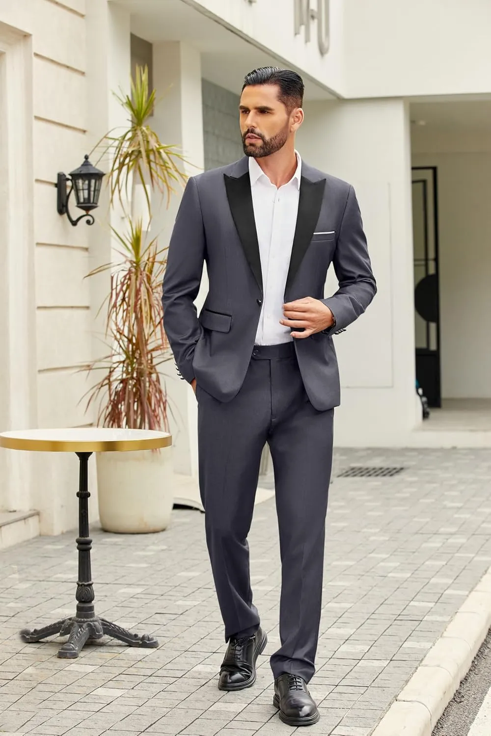 COOFANDY Men's 2 Piece Suit Casual Slim Fit Suits One Button Blazer Jacket Pants for Wedding Prom