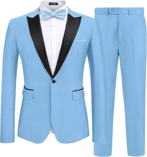 COOFANDY Men's 2 Piece Suit Casual Slim Fit Suits One Button Blazer Jacket Pants for Wedding Prom