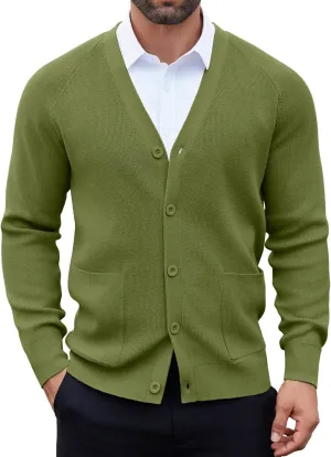 COOFANDY Men's Cardigan Sweaters with Button Lightweight Casual V Neck Long Sleeve Pockets Knitted Sweater