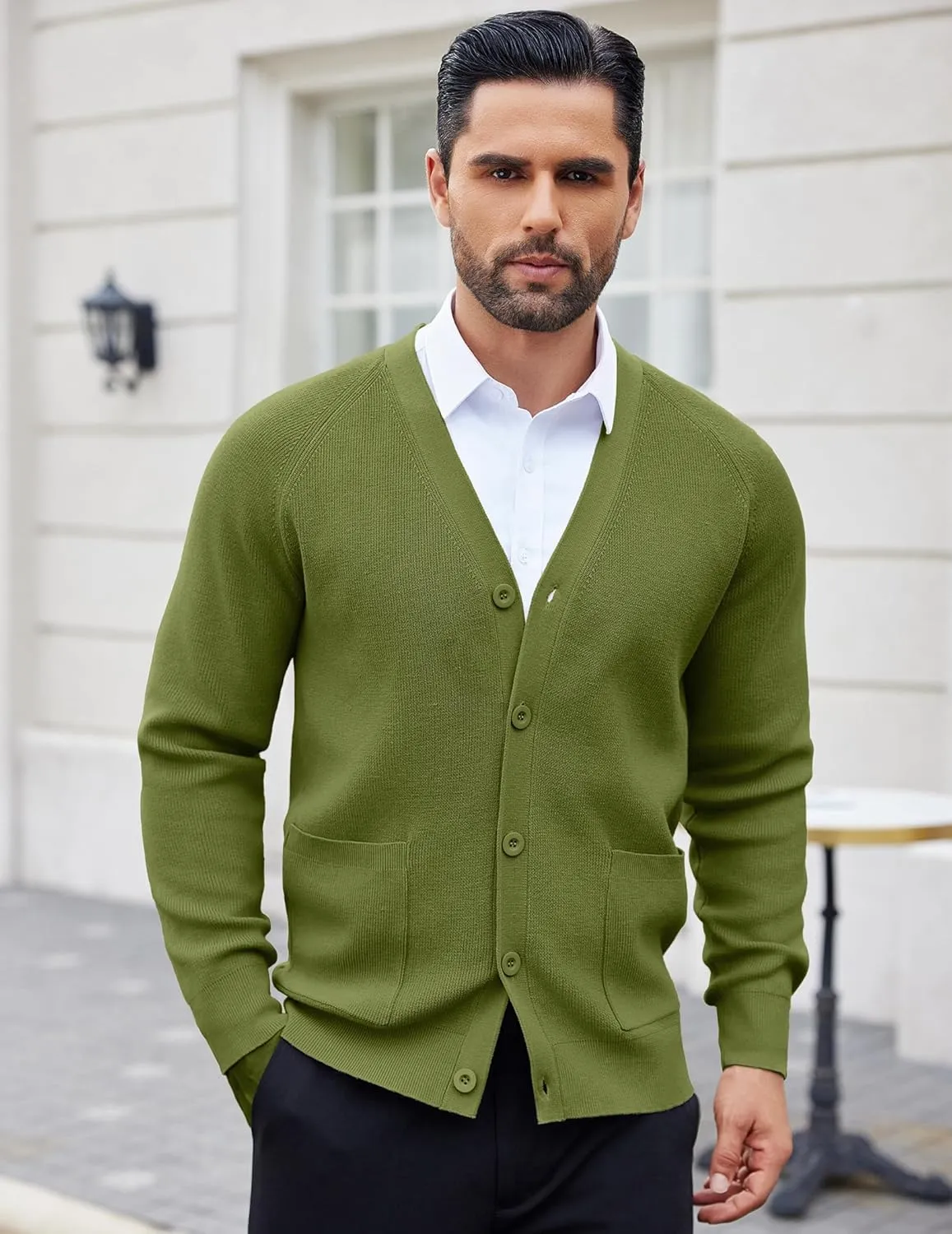 COOFANDY Men's Cardigan Sweaters with Button Lightweight Casual V Neck Long Sleeve Pockets Knitted Sweater