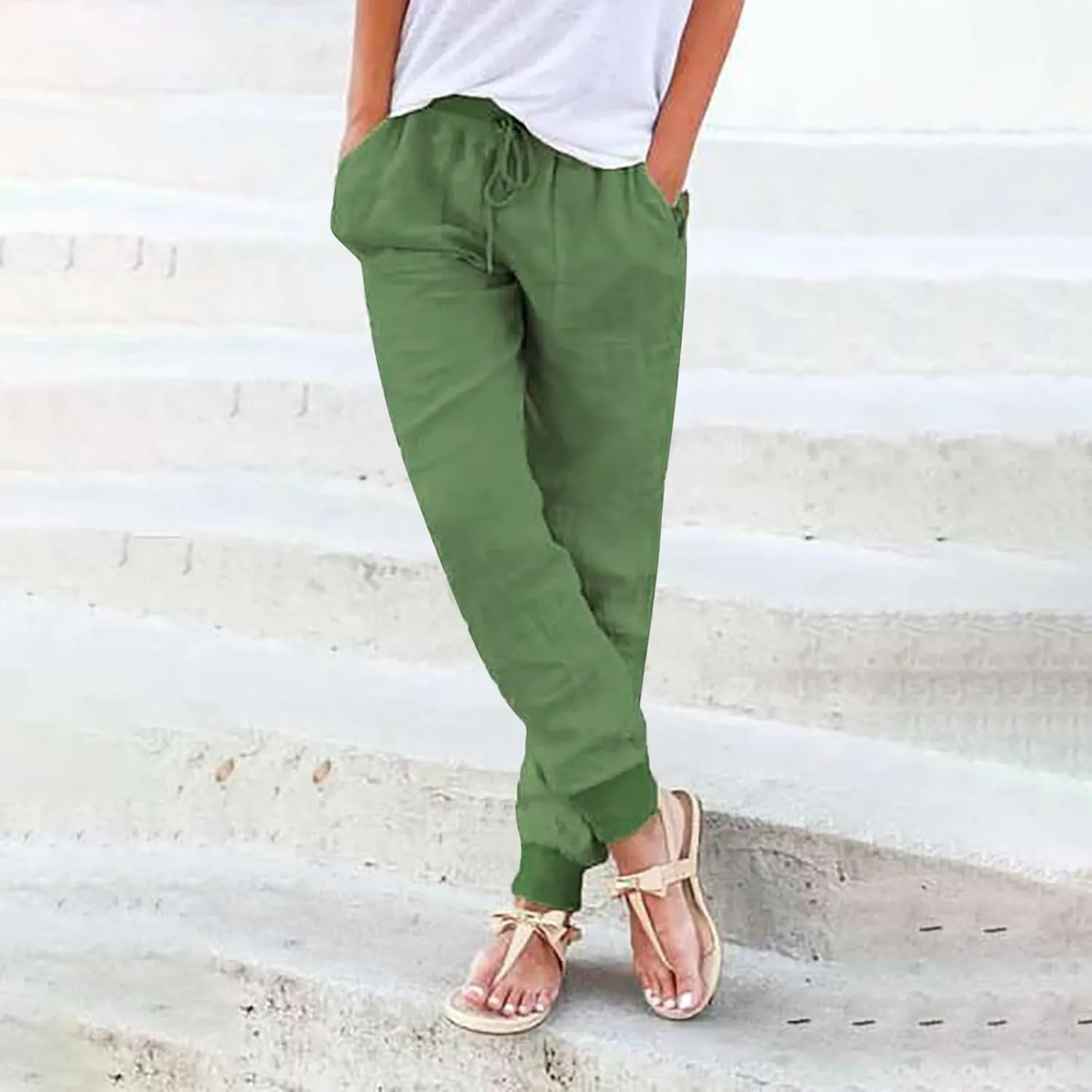Corduroy Pleated Pants for Women Winter Crochet Sports Capris with Pockets Fleece Lined Water Resistant