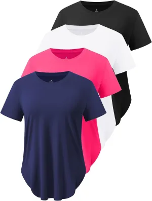 Cosy Pyro 4-Pack Workout Tops for Women UPF 50  Yoga Shirts Short Sleeve Athletic T-Shirts Quick Dry Running Gym Tee