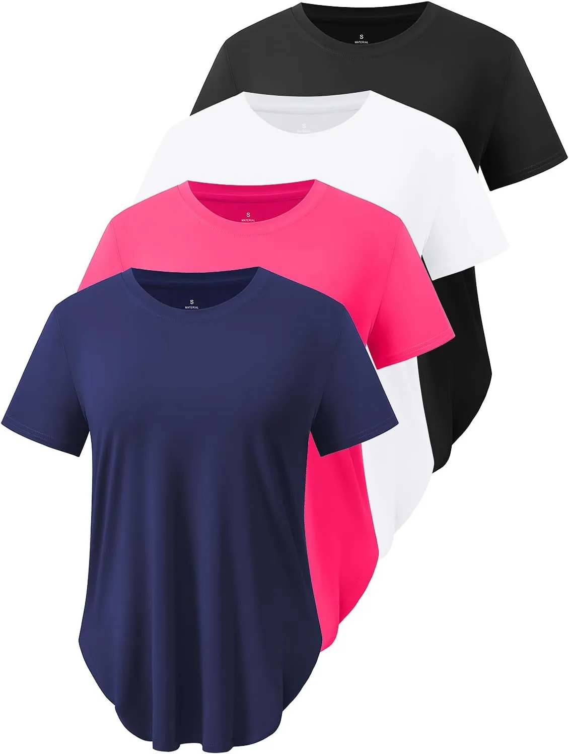 Cosy Pyro 4-Pack Workout Tops for Women UPF 50  Yoga Shirts Short Sleeve Athletic T-Shirts Quick Dry Running Gym Tee