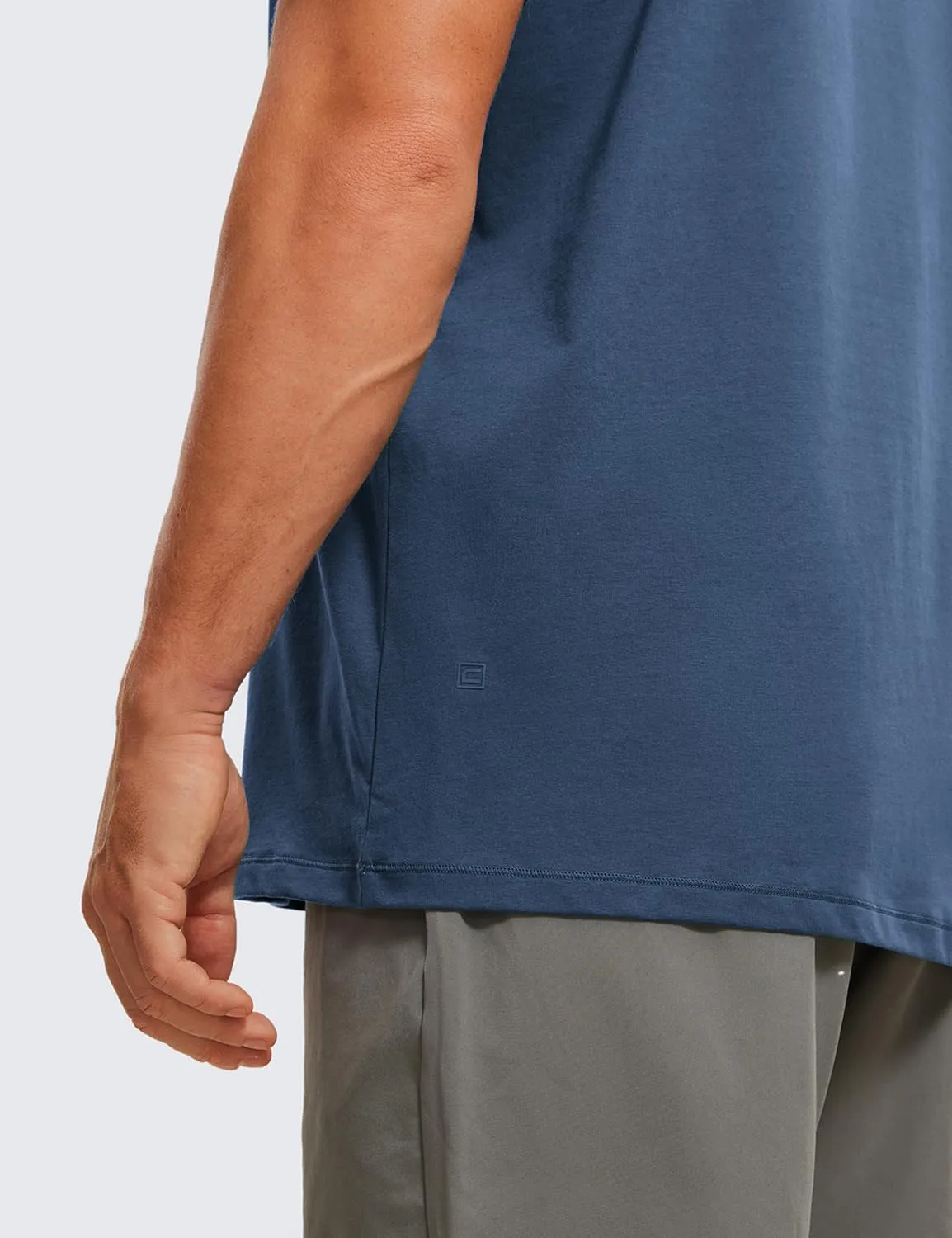 CRZ YOGA Men's Cotton Polyester Short Sleeve T-Shirt Classic Fit Casual Workout Tops Soft Premium Tee