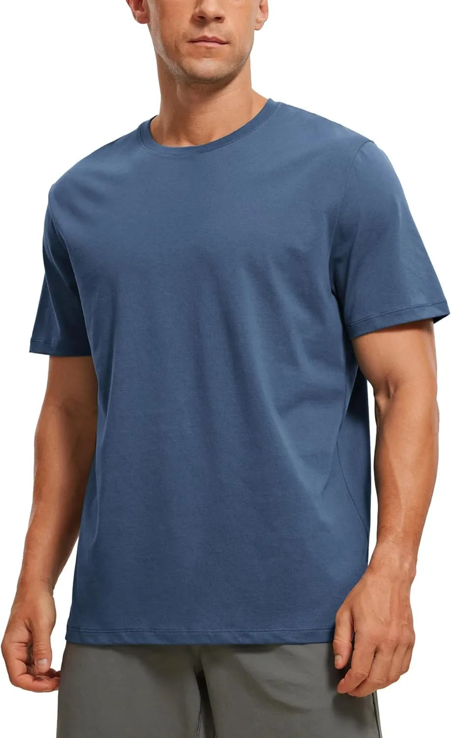 CRZ YOGA Men's Cotton Polyester Short Sleeve T-Shirt Classic Fit Casual Workout Tops Soft Premium Tee