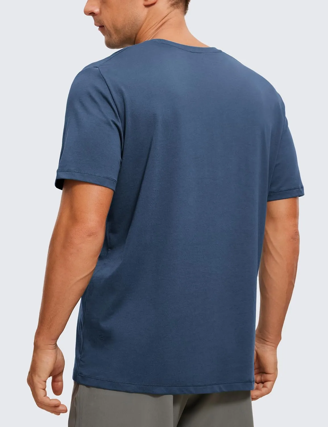 CRZ YOGA Men's Cotton Polyester Short Sleeve T-Shirt Classic Fit Casual Workout Tops Soft Premium Tee