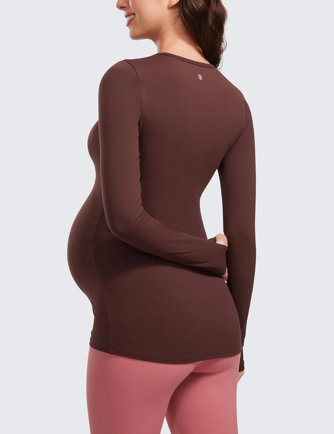 CRZ YOGA Womens Butterluxe Long Sleeve Maternity Tops Crewneck Pregnancy Basic Shirts Soft Athletic Yoga Casual Tee Blouses