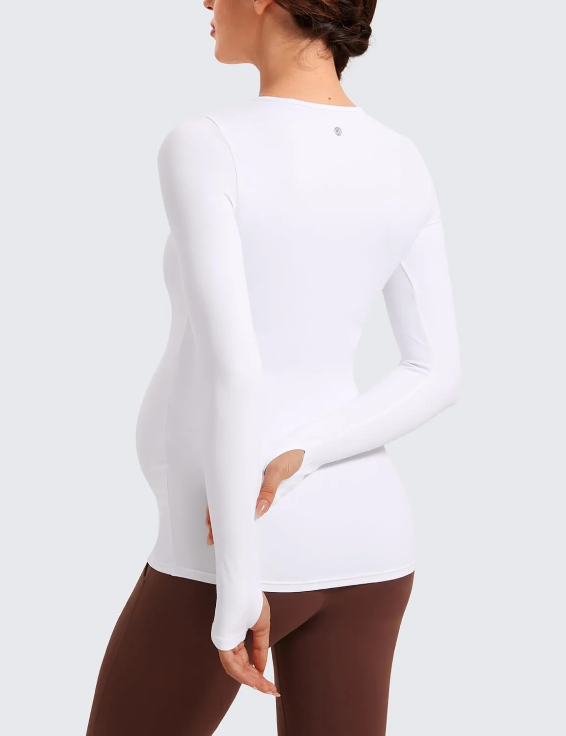 CRZ YOGA Womens Butterluxe Long Sleeve Maternity Tops Crewneck Pregnancy Basic Shirts Soft Athletic Yoga Casual Tee Blouses