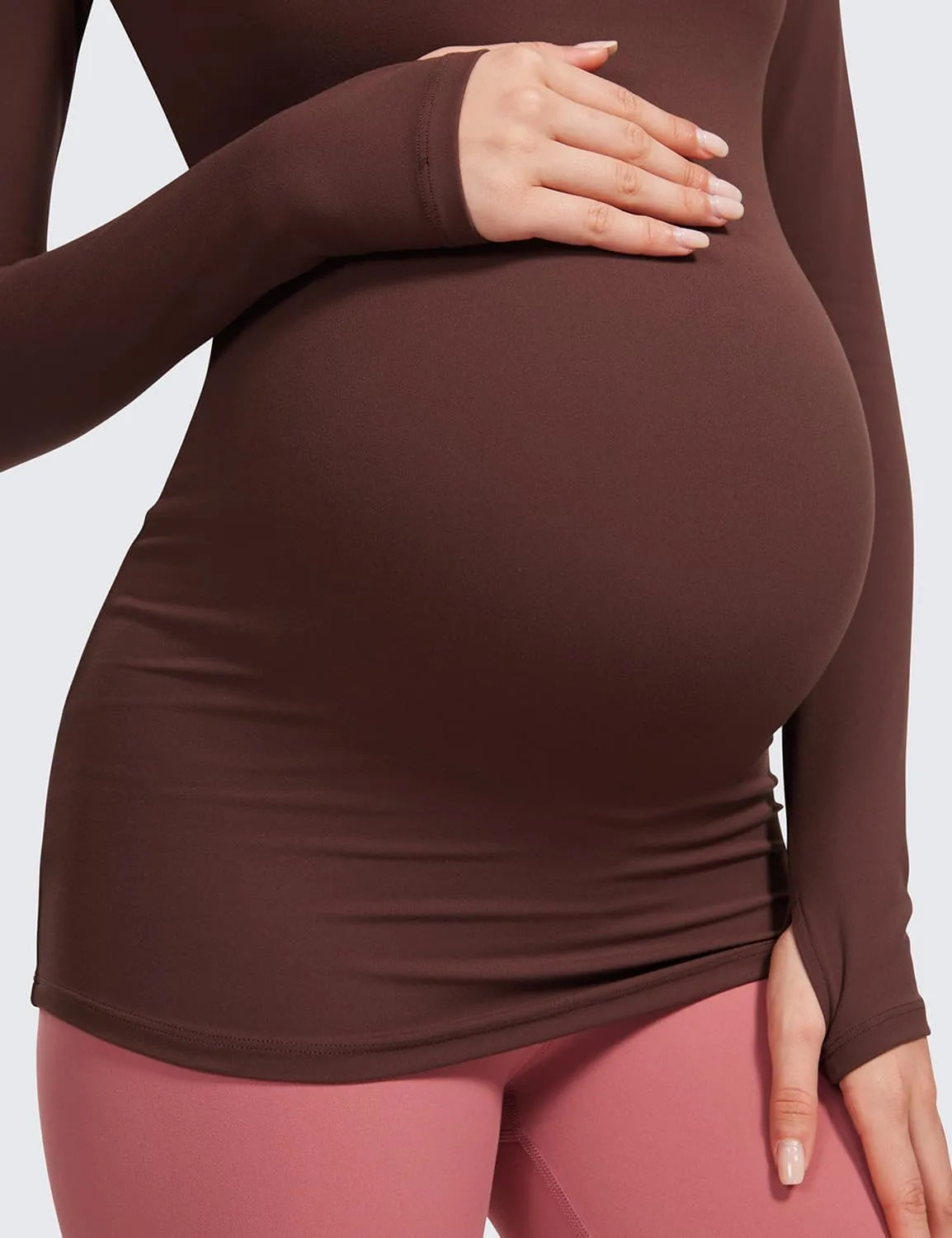 CRZ YOGA Womens Butterluxe Long Sleeve Maternity Tops Crewneck Pregnancy Basic Shirts Soft Athletic Yoga Casual Tee Blouses