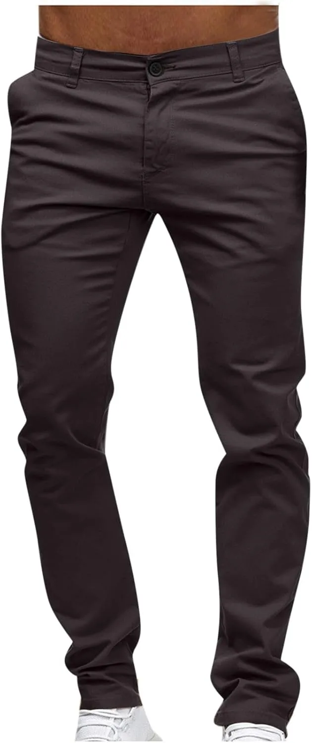 Ctreela Mens Slim Fit Work Pants Slacks Low Rise Dressy Casual Tapered Trousers Flat Front Plus Size Dress Suit Pants S-4XL
