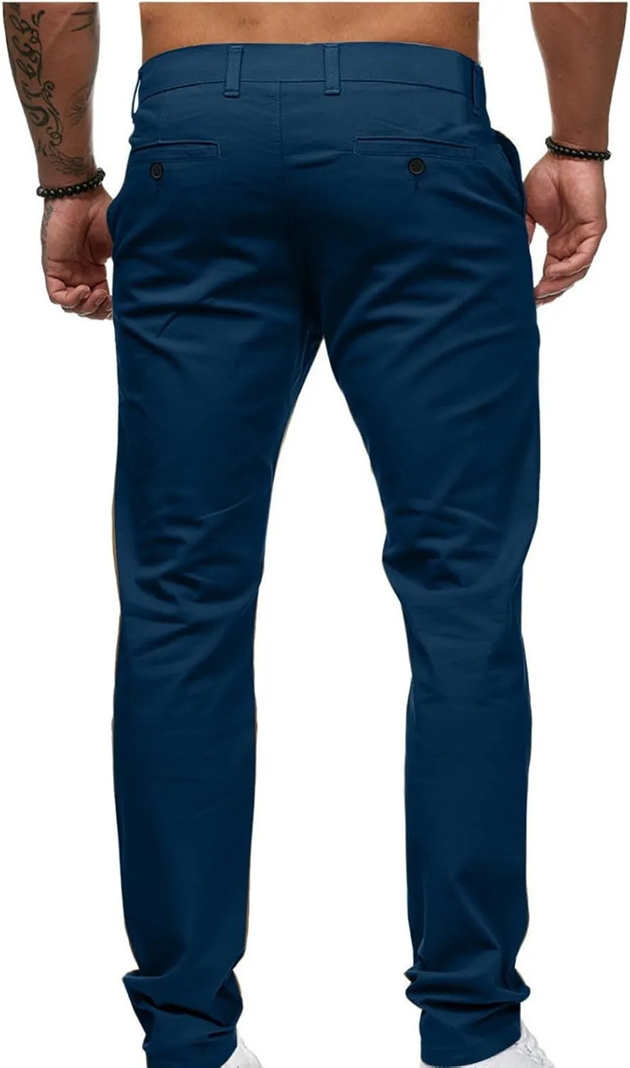 Ctreela Mens Slim Fit Work Pants Slacks Low Rise Dressy Casual Tapered Trousers Flat Front Plus Size Dress Suit Pants S-4XL