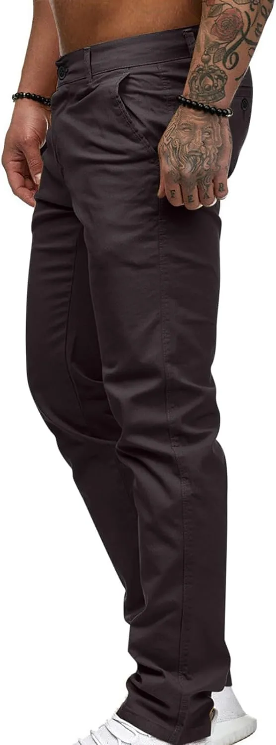 Ctreela Mens Slim Fit Work Pants Slacks Low Rise Dressy Casual Tapered Trousers Flat Front Plus Size Dress Suit Pants S-4XL