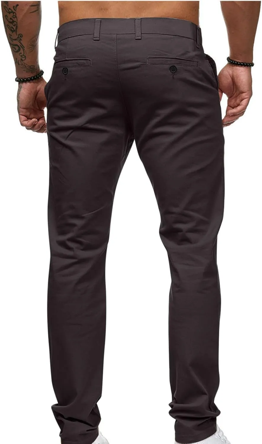 Ctreela Mens Slim Fit Work Pants Slacks Low Rise Dressy Casual Tapered Trousers Flat Front Plus Size Dress Suit Pants S-4XL