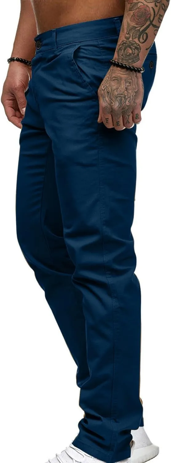 Ctreela Mens Slim Fit Work Pants Slacks Low Rise Dressy Casual Tapered Trousers Flat Front Plus Size Dress Suit Pants S-4XL
