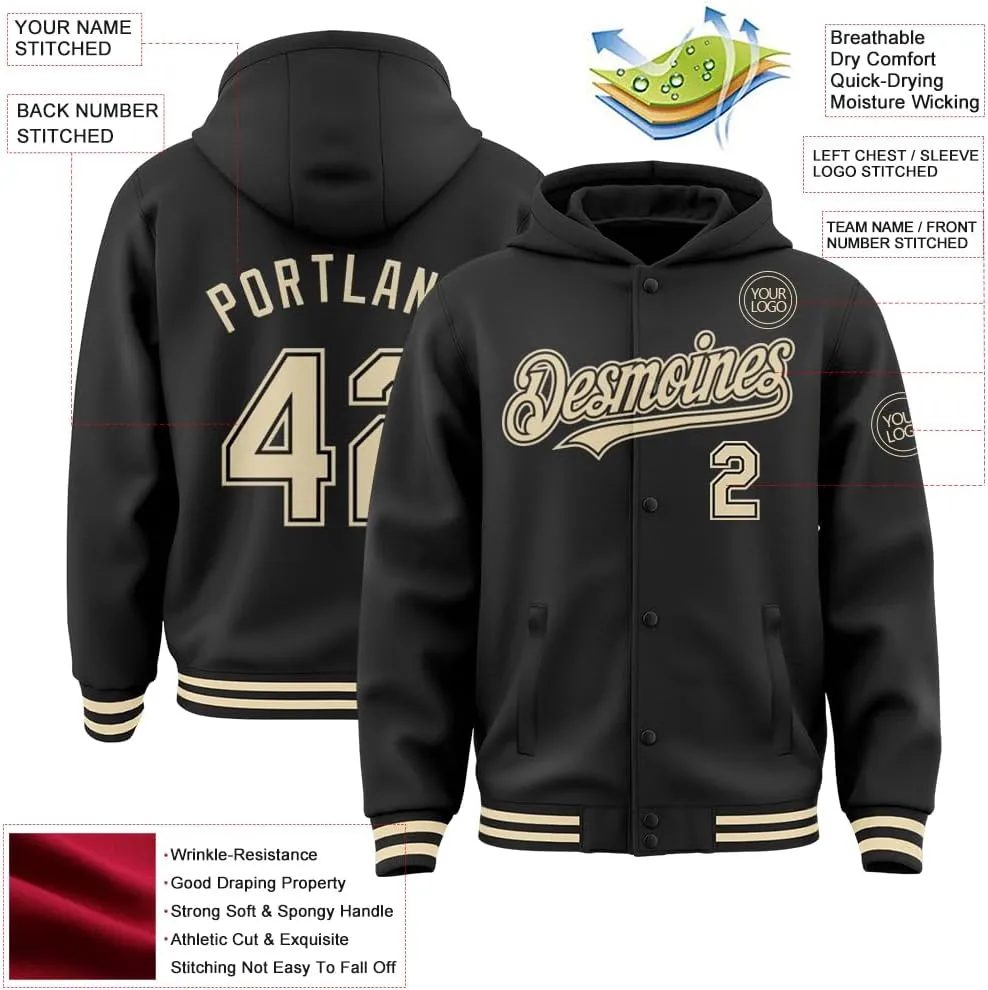 Custom Hoodie Baseball Jackets Personalized Varsity Letterman Jackets Stitched Name Number Logo for Men Women Youth