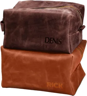 Customized Toiletry Bag- Personalized Travel Dopp Kit with Engraved Name, Durable Waterproof Leather Shaving Bag, Ideal for Groomsmen, Father's Day, Birthdays & Travel Essentials for men, women
