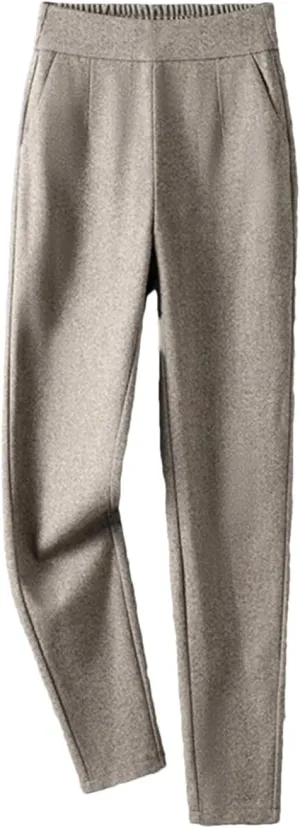 DBFBDTU High-Waisted Woolen Pants Women's Elastic Waist Casual Pants Women's Thickened Harem Pants