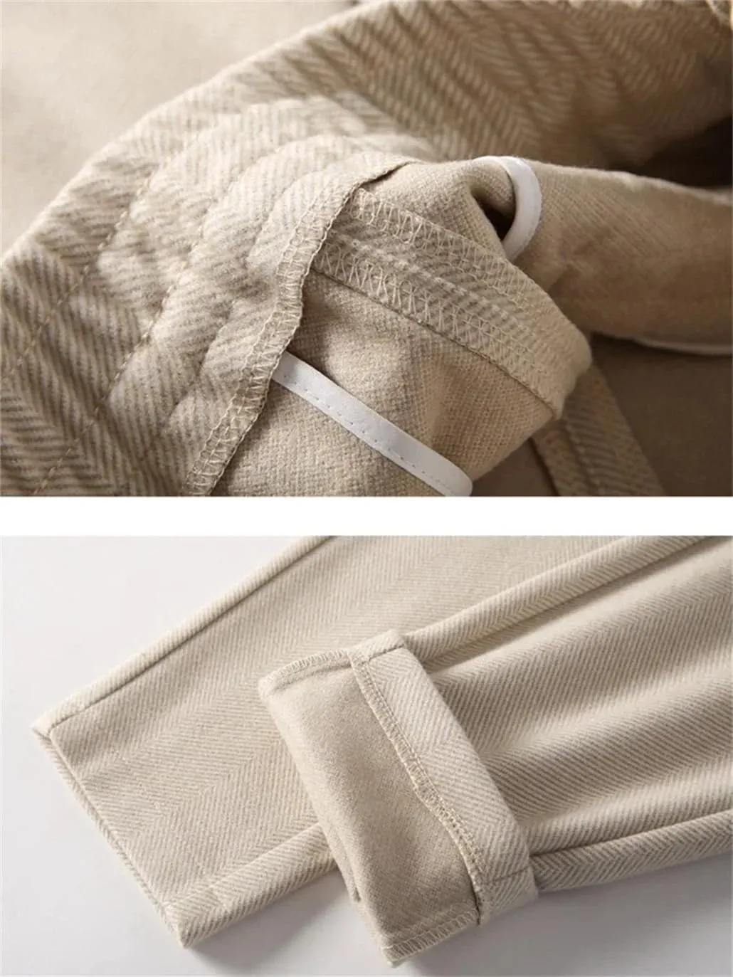 DBFBDTU High-Waisted Woolen Pants Women's Elastic Waist Casual Pants Women's Thickened Harem Pants