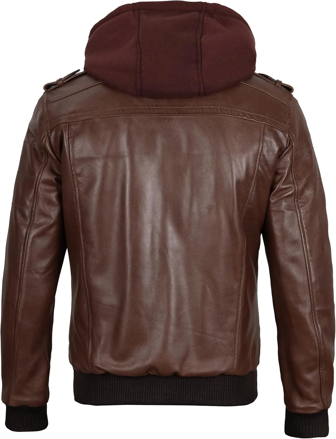 Decrum Hooded Leather Jacket Men - Casual Detachable Hood Leather Jackets for Men