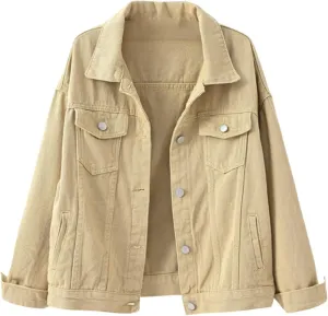 Denim Shacket for Women 2024 Fashion Casual Button Down Denim Coat with Pockets Loose Fit Fall Denim Jacket