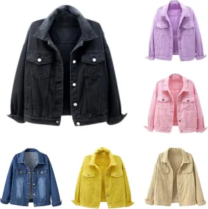 Denim Shacket for Women 2024 Fashion Casual Button Down Denim Coat with Pockets Loose Fit Fall Denim Jacket