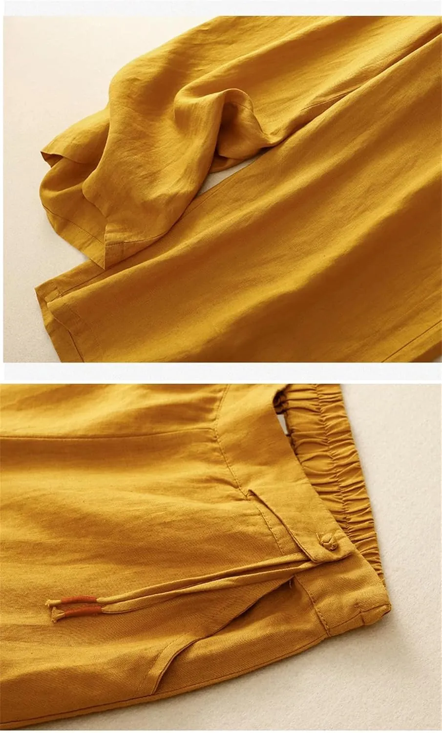 Dndrdhfb Women's Elastic Waist Wide Leg Pants Casual Cotton and Linen Harem Pants