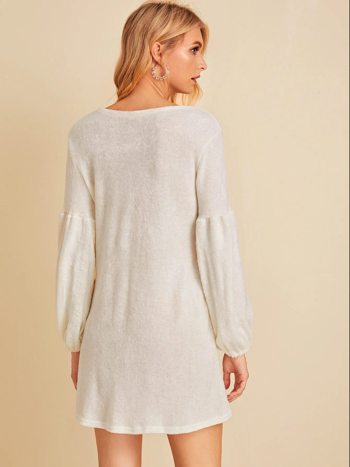 Drop Shoulder Solid Jumper Dress