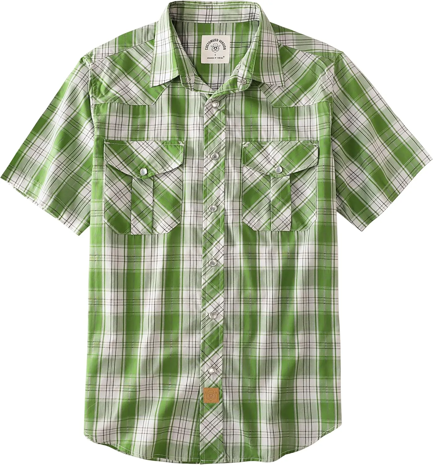 Dubinik Western Shirts for Men Short Sleeve Plaid Pearl Snap Shirts for Men Button Up Shirt Cowboy Casual Work Shirt