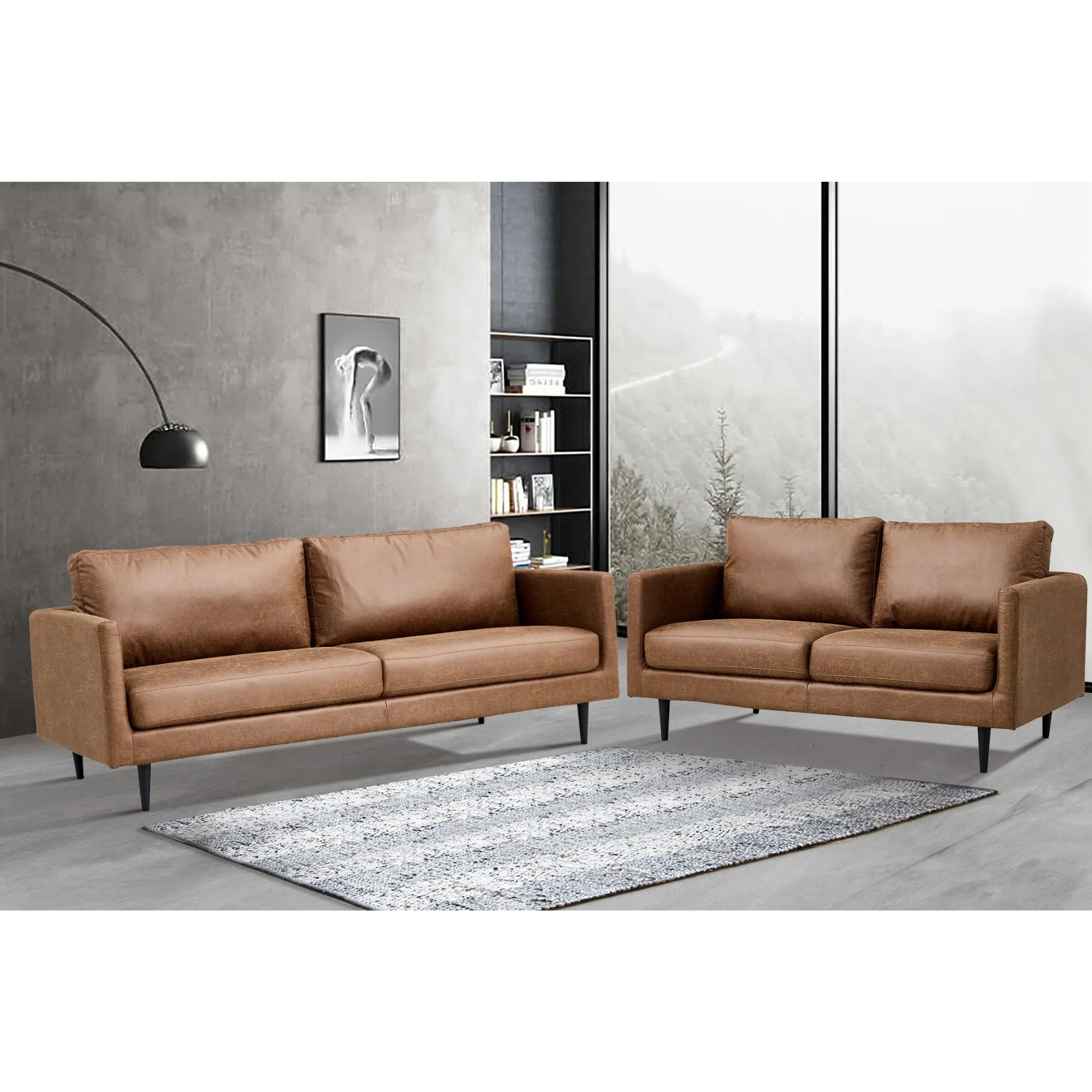 Durable Saddle Fabric Sofa Set w/ Steel Frame - Athena 2 3