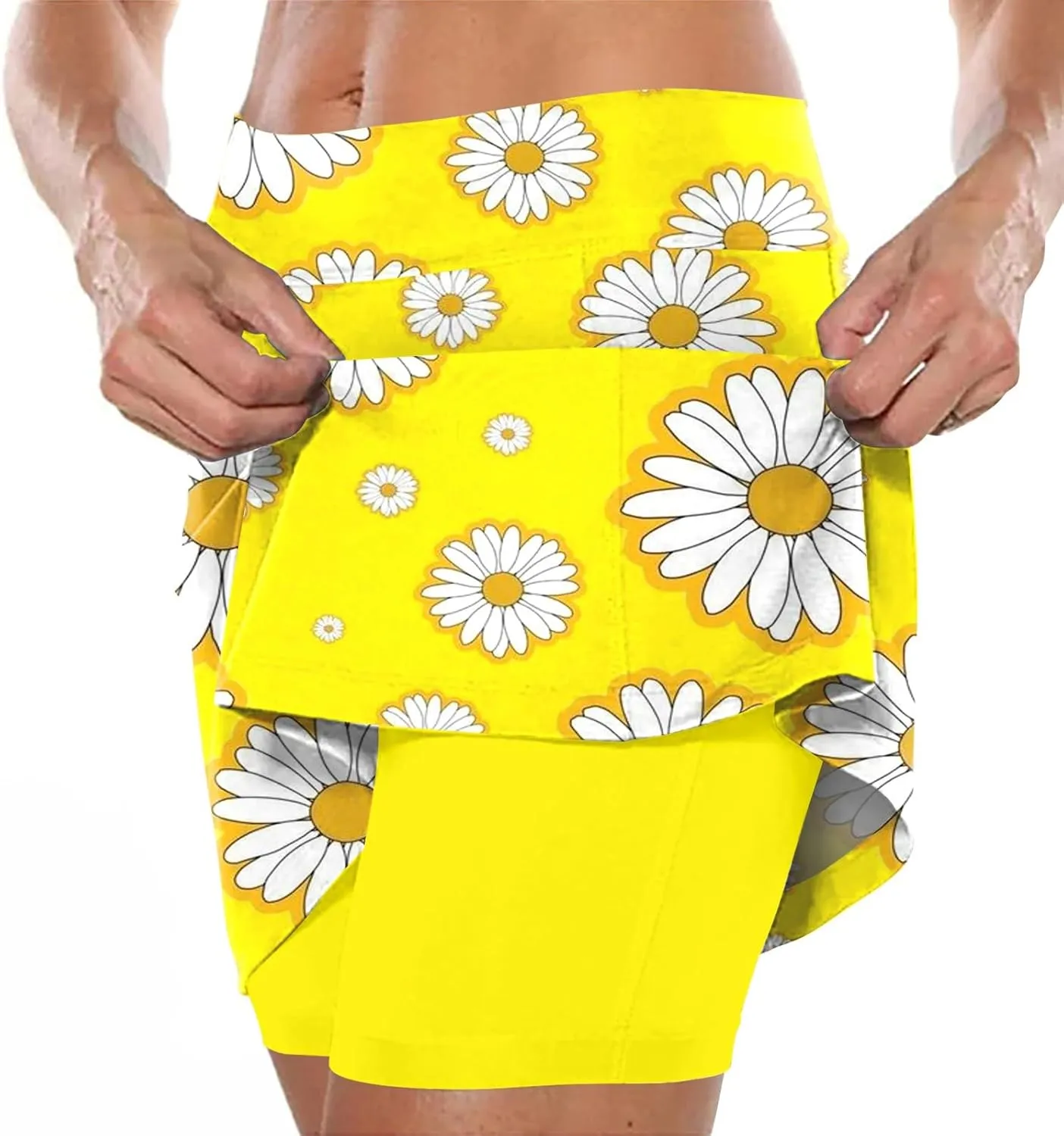 Elastic Yoga Culottes for Women Solid Color Athletic Shorts Lightweight High Waist Skinny Floral Print Joggers 2024