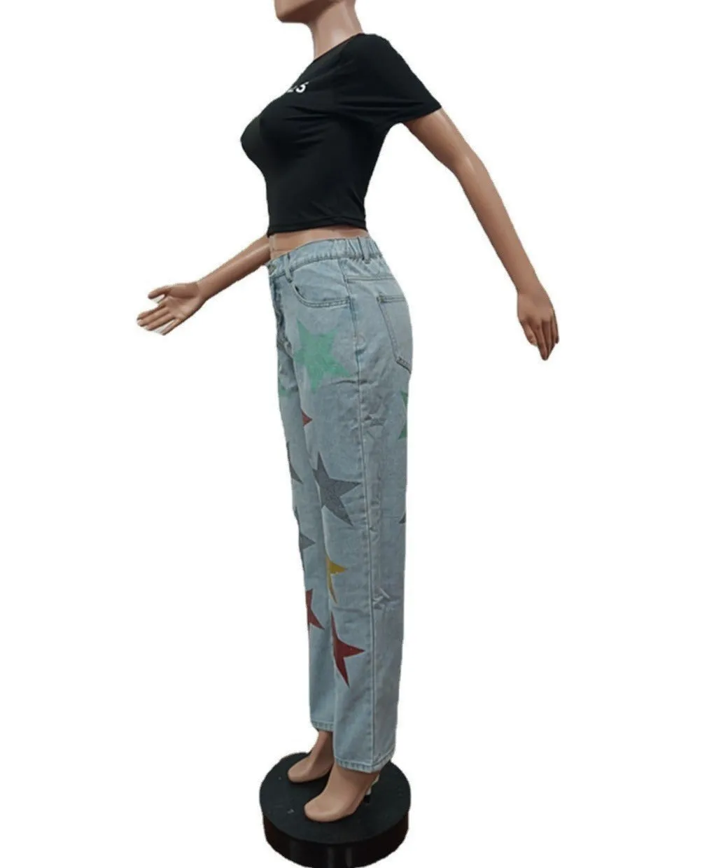 Fashion Graphic Star Straight leg  Denim Jeans