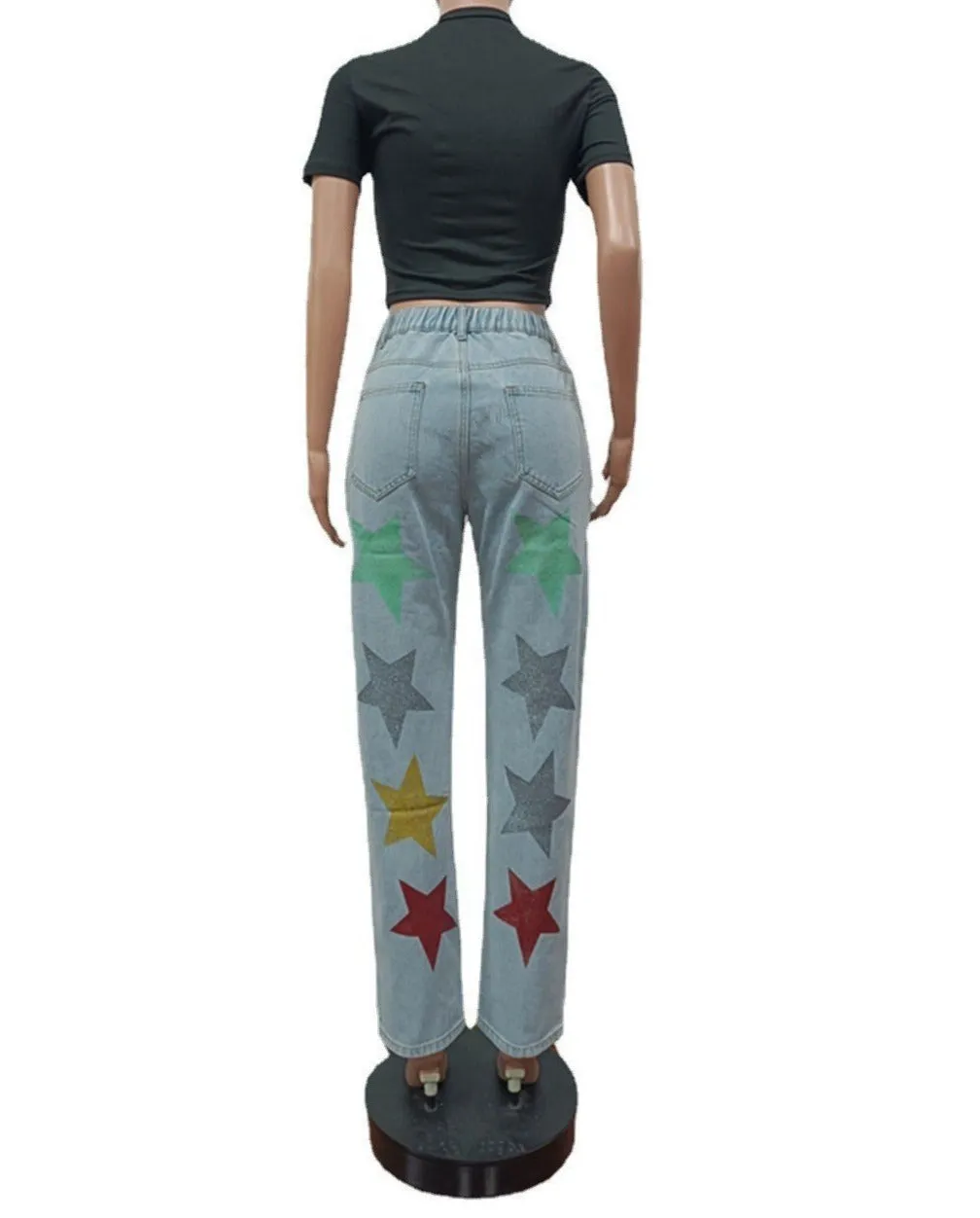 Fashion Graphic Star Straight leg  Denim Jeans