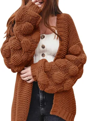 FERBIA Women Oversized Cardigan Knitted Cute Chunky Sweaters Wrap Long Fall Pom Pom Open Front Knit