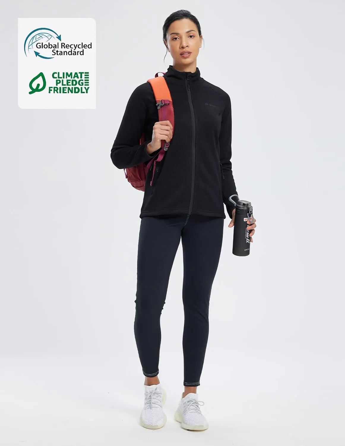 fit space Women's Sweater Full Zip Scrub Jacket Lightweight Knitwear Athletic Jumper