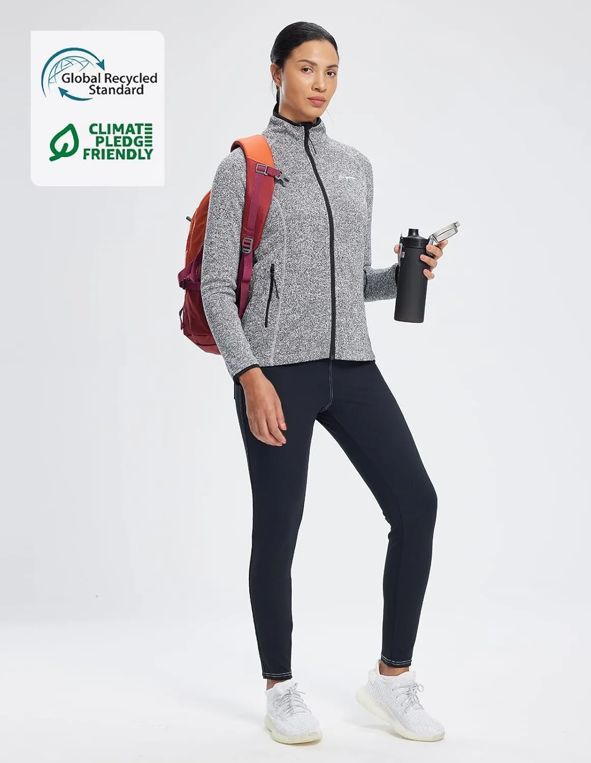 fit space Women's Sweater Full Zip Scrub Jacket Lightweight Knitwear Athletic Jumper