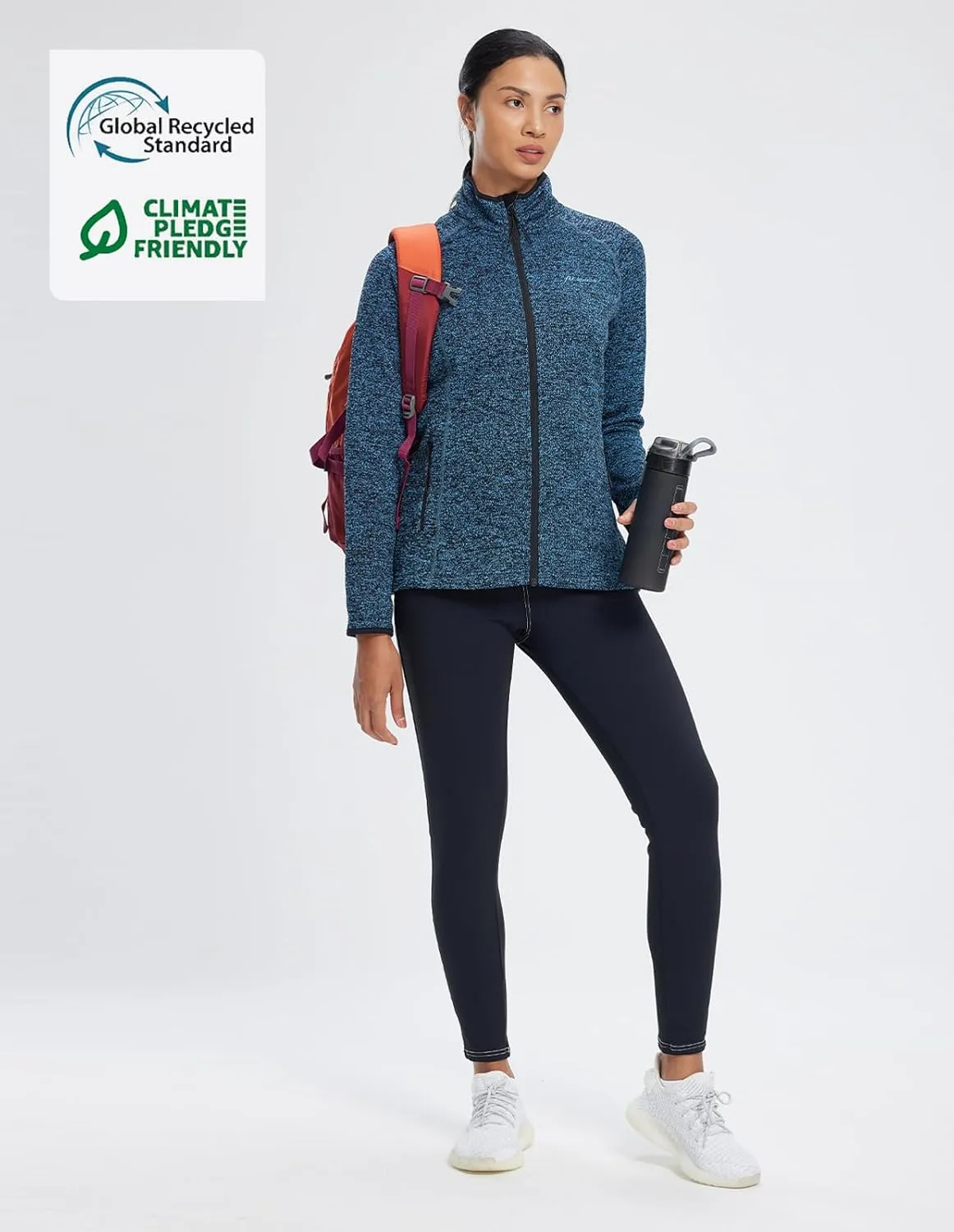 fit space Women's Sweater Full Zip Scrub Jacket Lightweight Knitwear Athletic Jumper