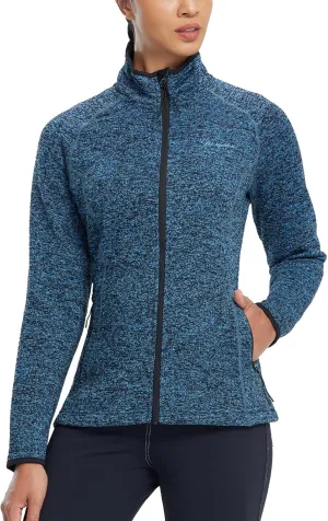 fit space Women's Sweater Full Zip Scrub Jacket Lightweight Knitwear Athletic Jumper