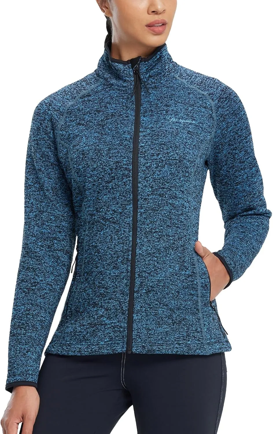 fit space Women's Sweater Full Zip Scrub Jacket Lightweight Knitwear Athletic Jumper