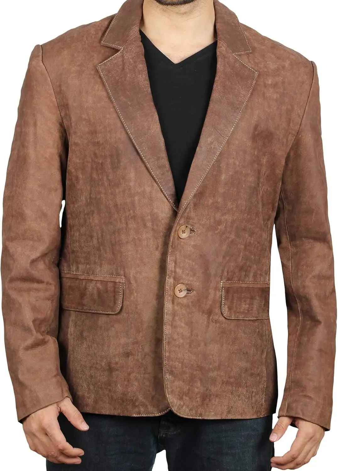 fjackets Men's Real Lambskin Leather Blazer Jacket  Stylish Leather Jackets Mens, Ideal for Business, Casual & Formal Events