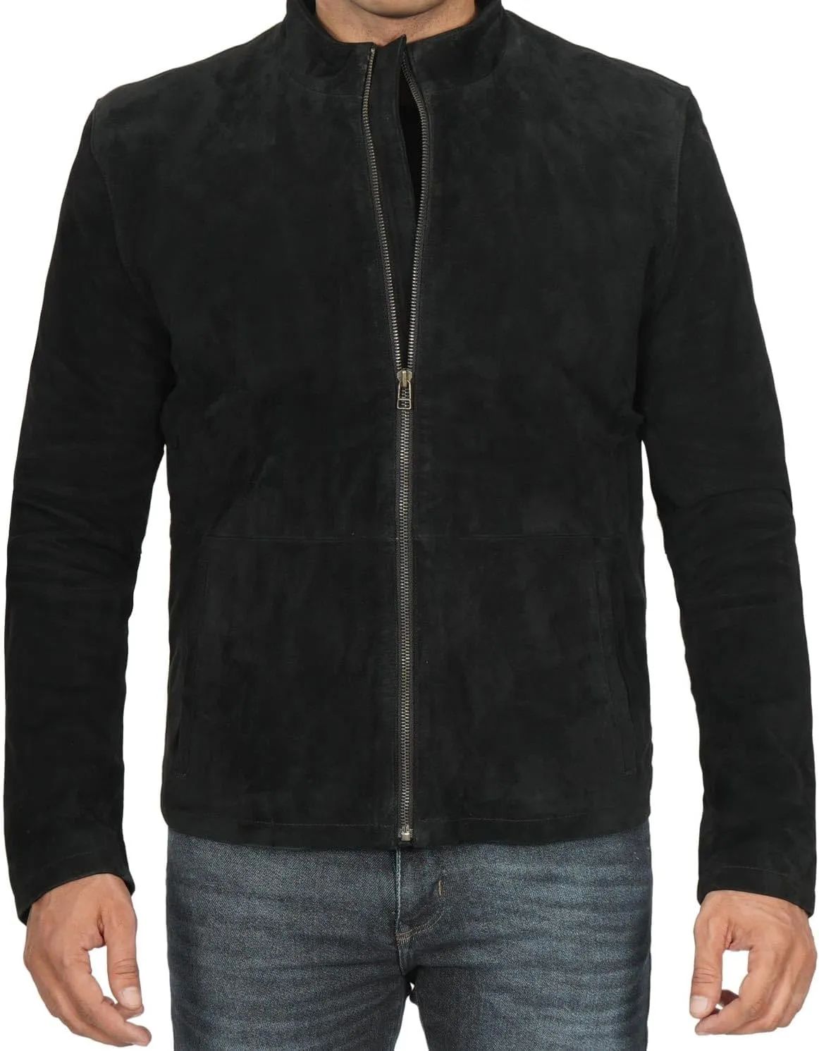 fjackets Real Suede Leather Bomber Jackets For Men - Baseball Leather Jacket Men